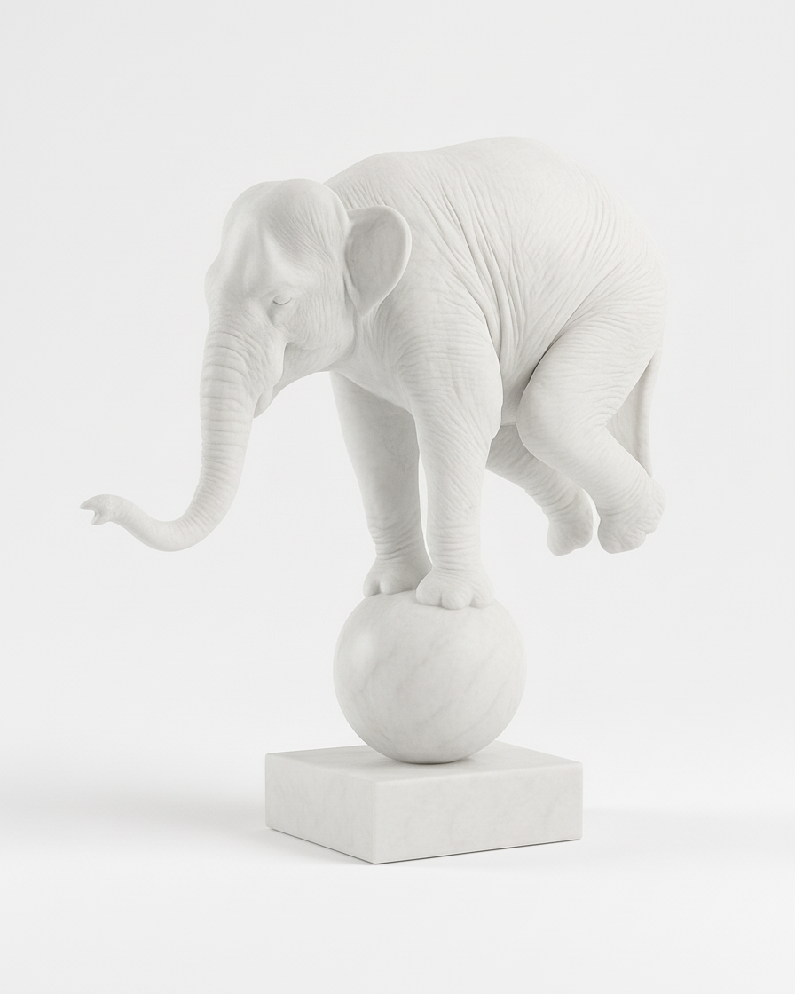 Ağırlığın Zarafeti: Modern Sanat Tasarımı Fil Figürü - Minimalist 3D Baskı Kitap Tutucu ve Biblo 1