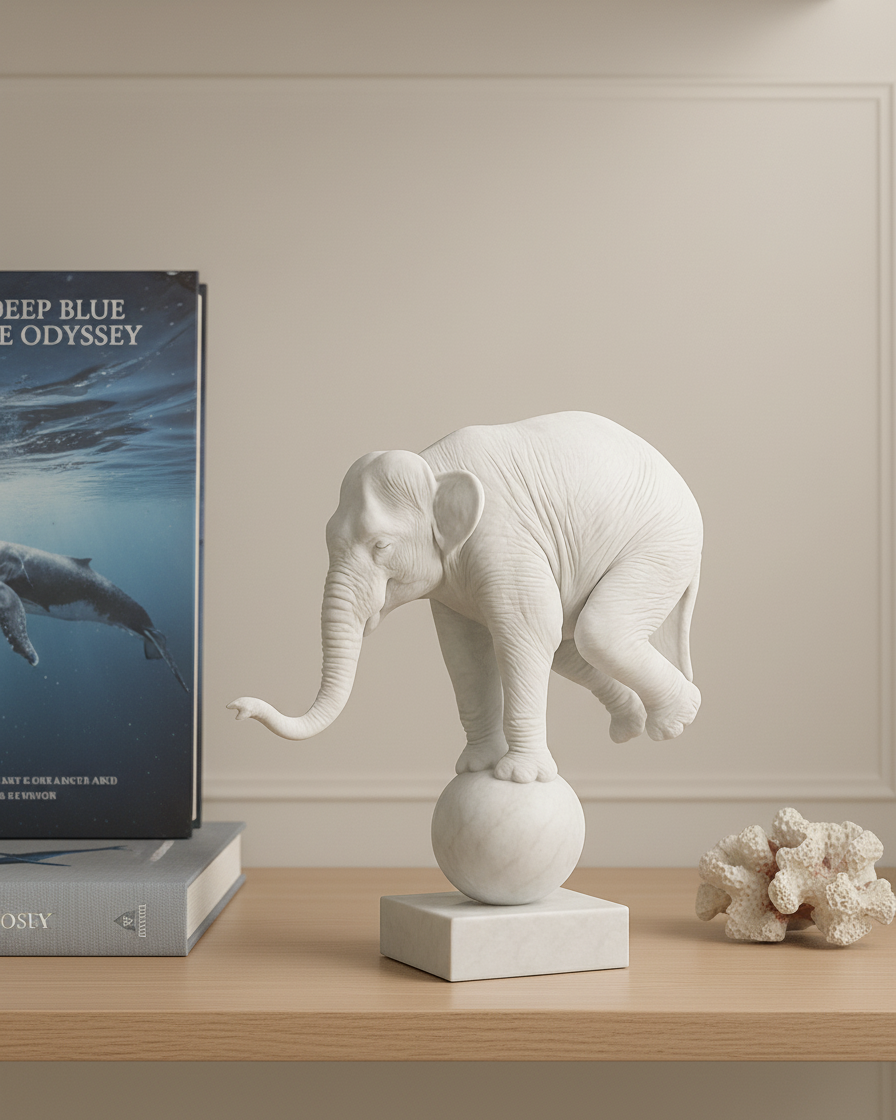Ağırlığın Zarafeti: Modern Sanat Tasarımı Fil Figürü - Minimalist 3D Baskı Kitap Tutucu ve Biblo 2