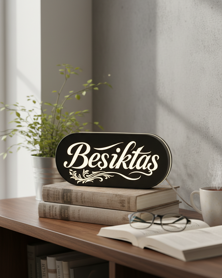 Beşiktaş Taraftar Hediyesi Işıklı Dekoratif Pano - 3D Baskı Gece Lambası 3