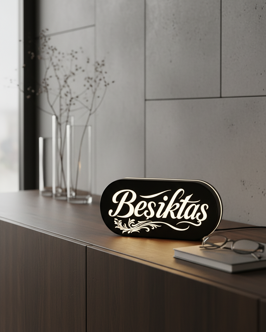 Beşiktaş Logolu 3D Tasarım Masa Lambası - Kartal Temalı Gece Lambası 1