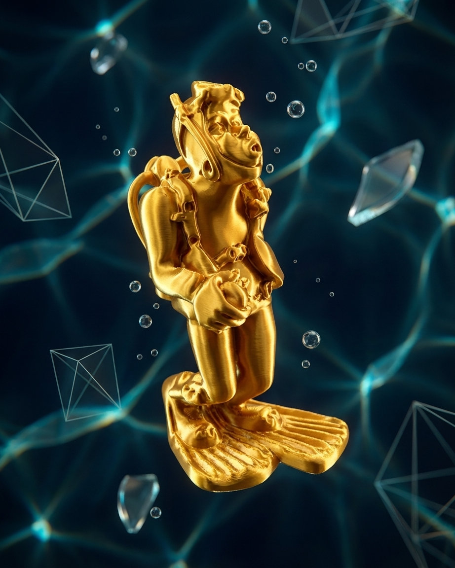 Bubble Hunter: Neşeli Baloncuk Avcısı Dalgıç Figürü - Eğlenceli ve Dekoratif 3D Baskı Biblo 2