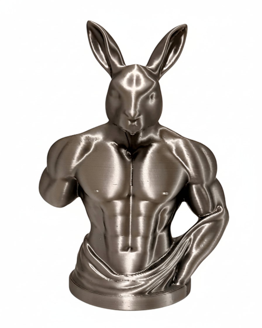 Buff Rabbit: Kaslı Tavşan Dekoratif Figür - Eğlenceli ve Modern 3D Baskı Sanat Objesi