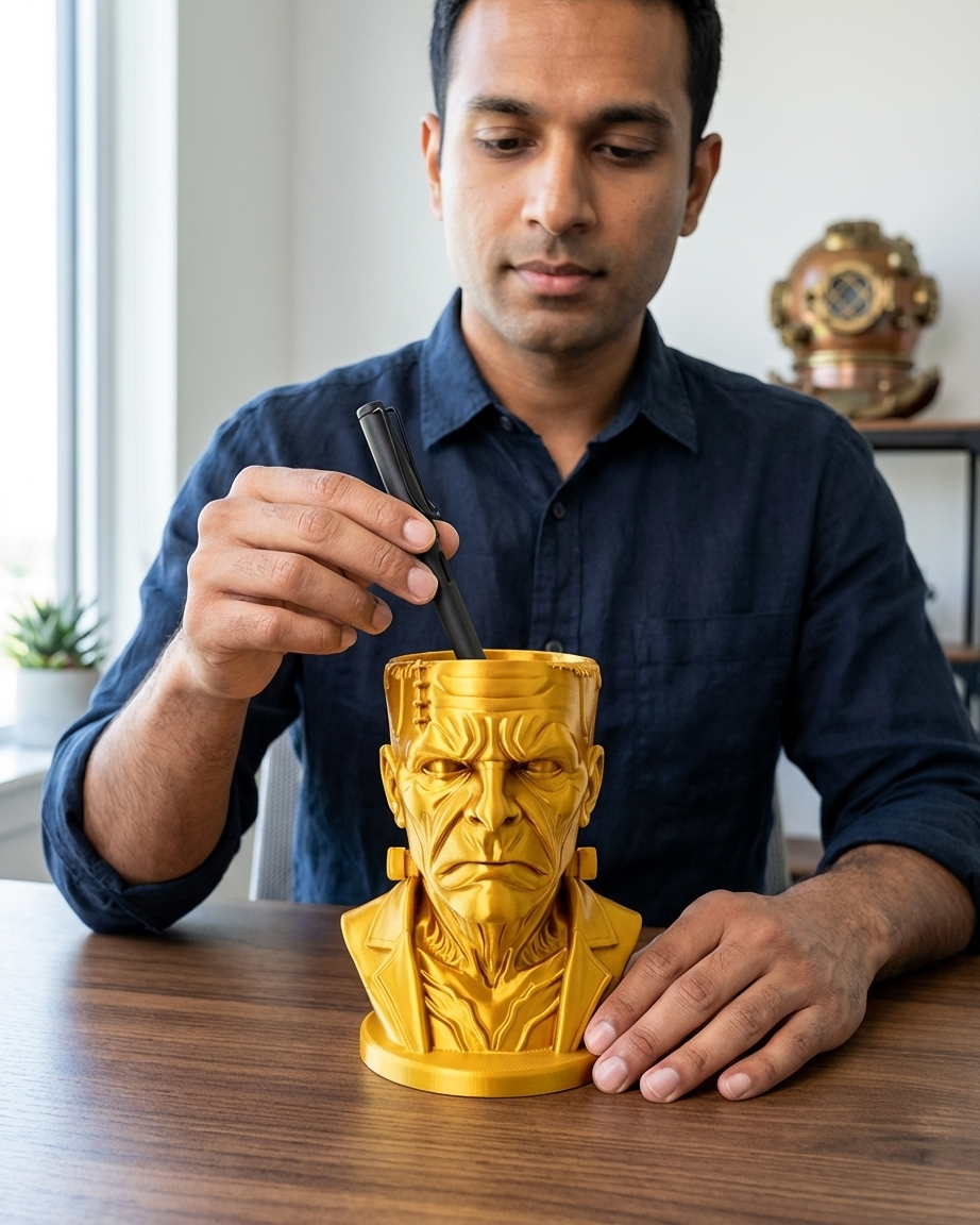 Canavarın Kasesi Dekoratif Büst Organizer & Kalemlik