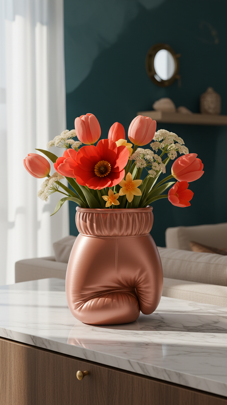 Çiçek Gücü: Boks Eldiveni Tasarımlı Masaüstü Organizer & Saksı