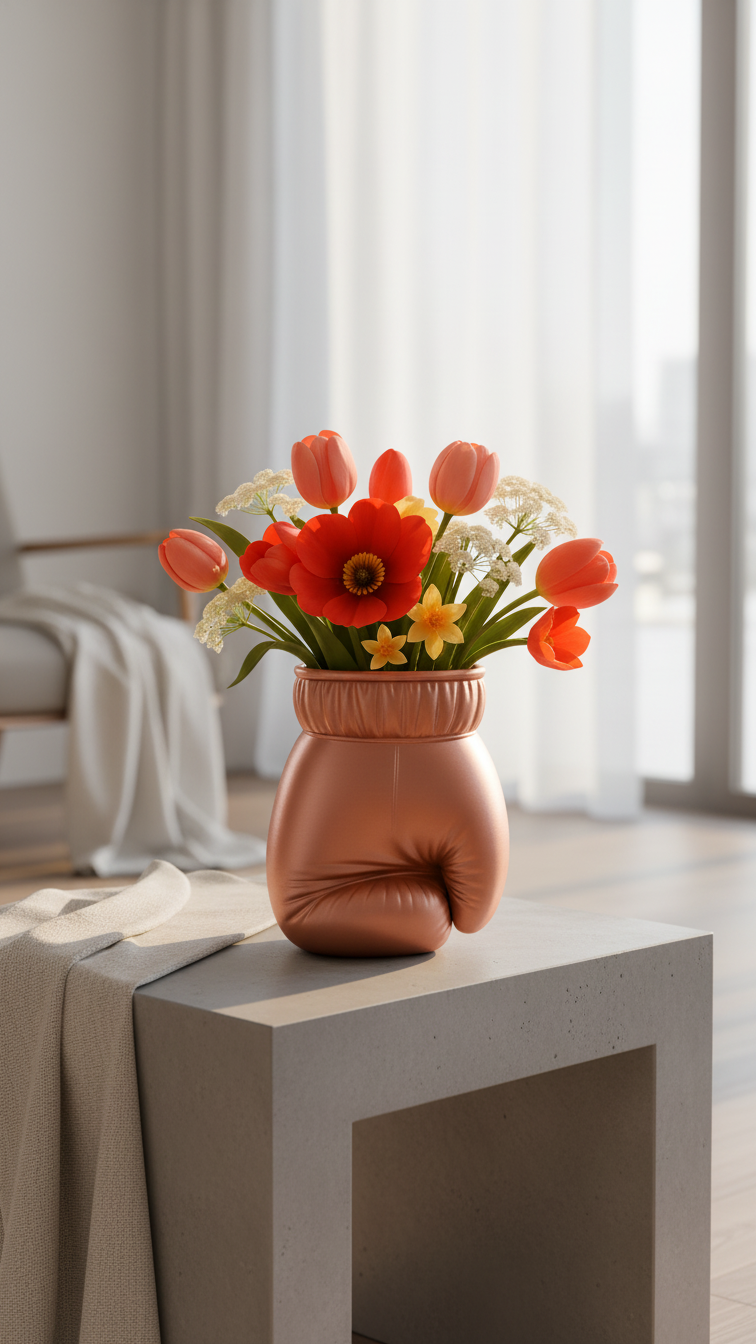 Çiçek Gücü: Boks Eldiveni Tasarımlı Masaüstü Organizer & Saksı