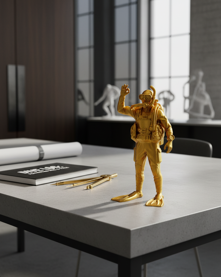 Everything is OK: OK El İşareti Yapan Scuba Dalgıç Figürü - Dekoratif 3D Baskı Biblo 1