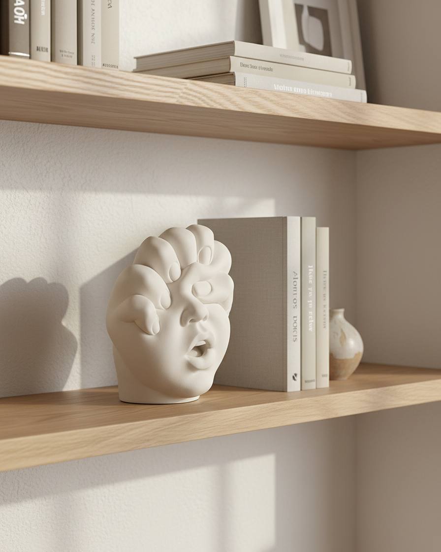İçsel Baskı: Modern Sanat Yüz Heykeli - Soyut Tasarım 3D Baskı Maske Biblo