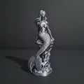 Mermaid Aura: Zarif Denizkızı Figürü - Mitolojik Temalı Sanatsal 3D Baskı Dekoratif Biblo gumus