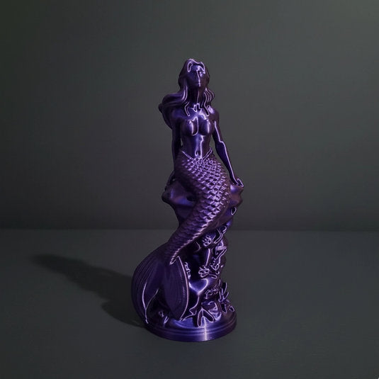 Mermaid Aura: Zarif Denizkızı Figürü - Mitolojik Temalı Sanatsal 3D Baskı Dekoratif Biblo mor