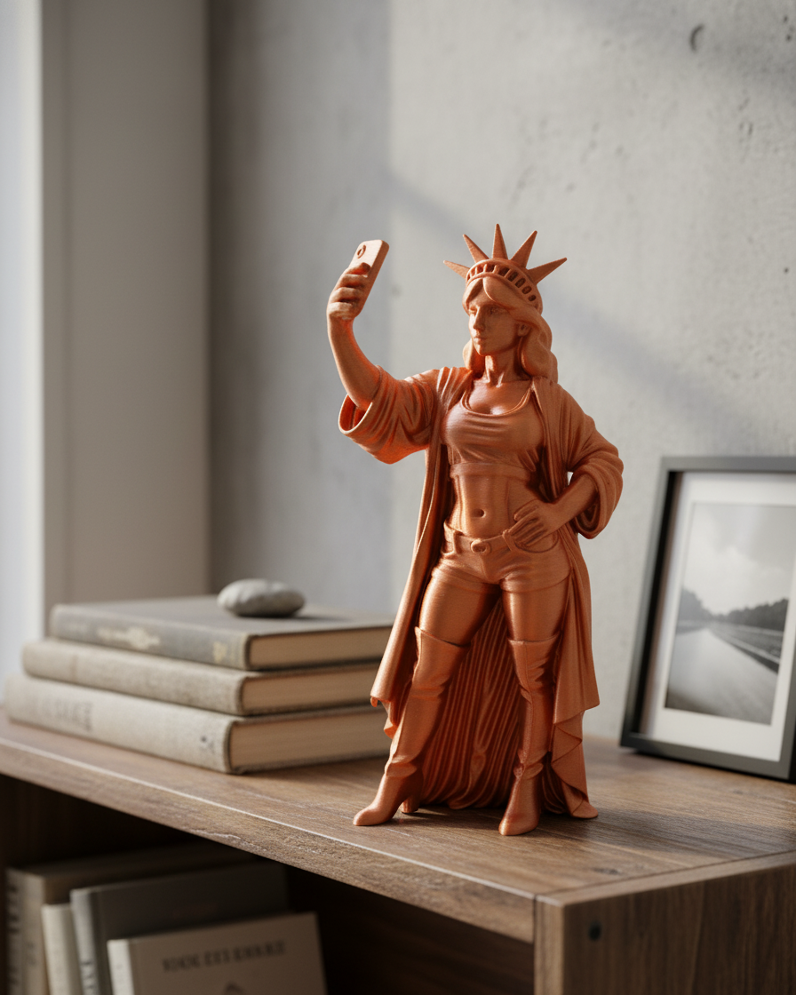 Modern Özgürlük Heykeli Yorumu - 3D Baskı Minimalist Dekoratif Sanat Objesi 1