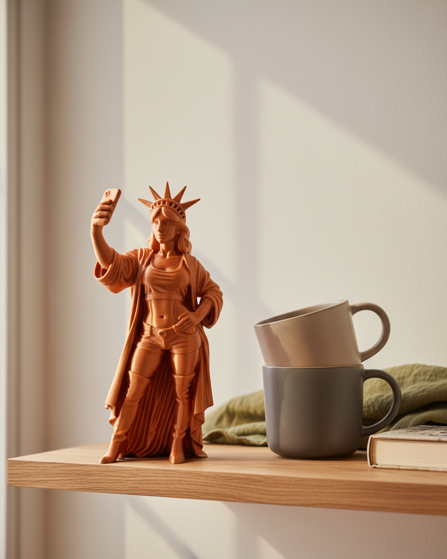 Modern Özgürlük Heykeli Yorumu - 3D Baskı Minimalist Dekoratif Sanat Objesi 2