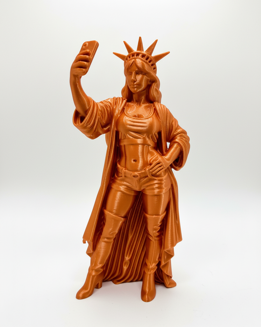 Modern Özgürlük Heykeli Yorumu - 3D Baskı Minimalist Dekoratif Sanat Objesi bakır
