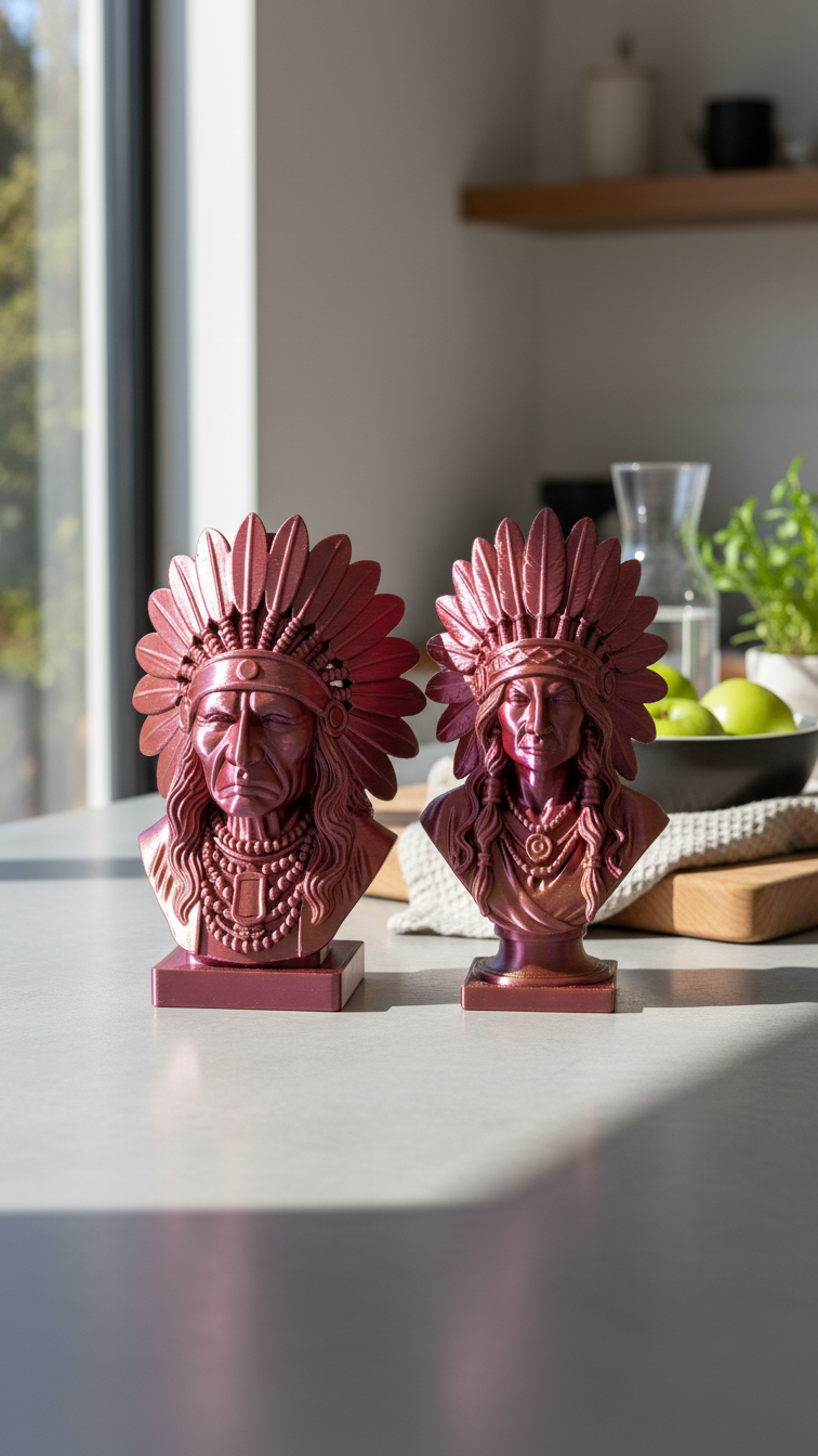 Ölümsüz Şef ve Şafağın Ruhu İkili Heykel Seti - Modern Sanat 3D Baskı Büstler 1