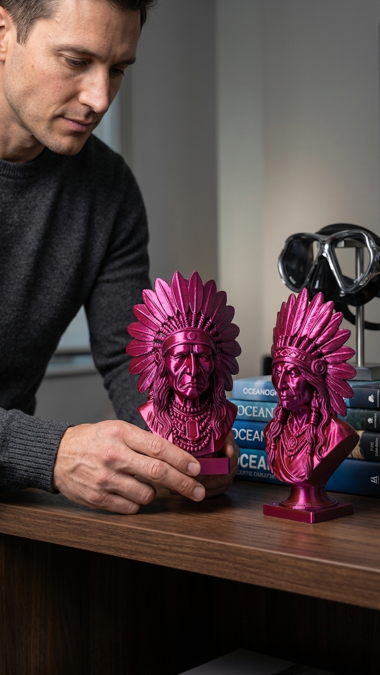 Sanatsal Şef Figürü ve Ruh Heykeli - Dekoratif 3D Tasarım Sanat Objesi